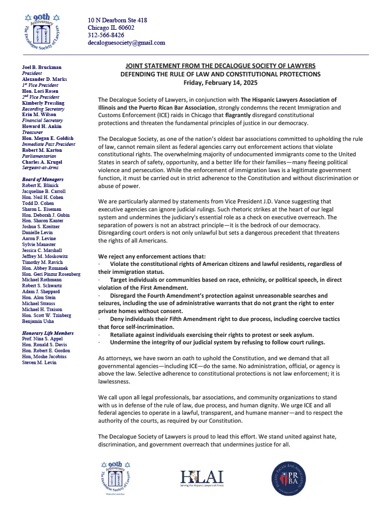 Decalogue Statement Defending the Rule of Law